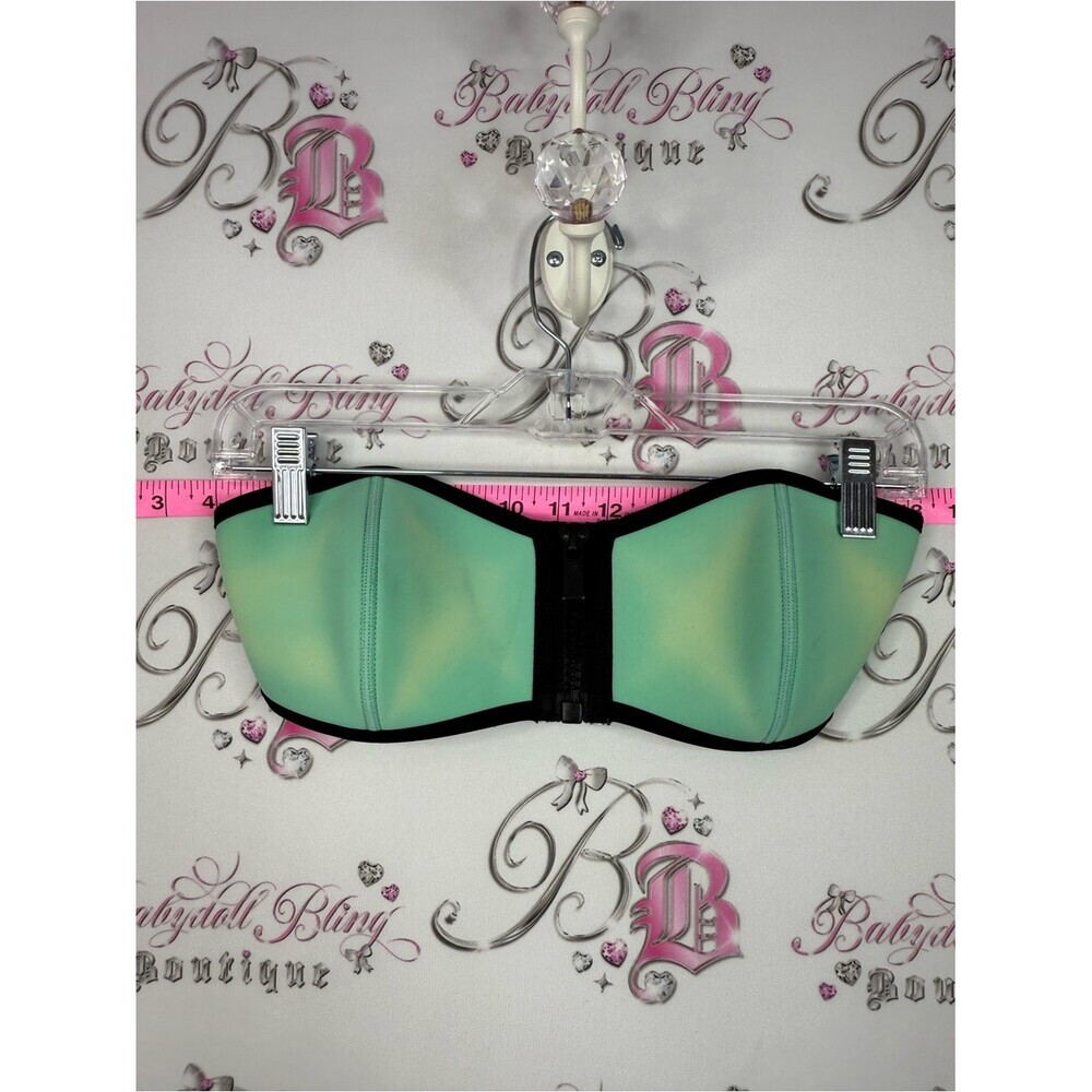 triangl swimwear Mint Green and Black Strapless Bandeau tie dye